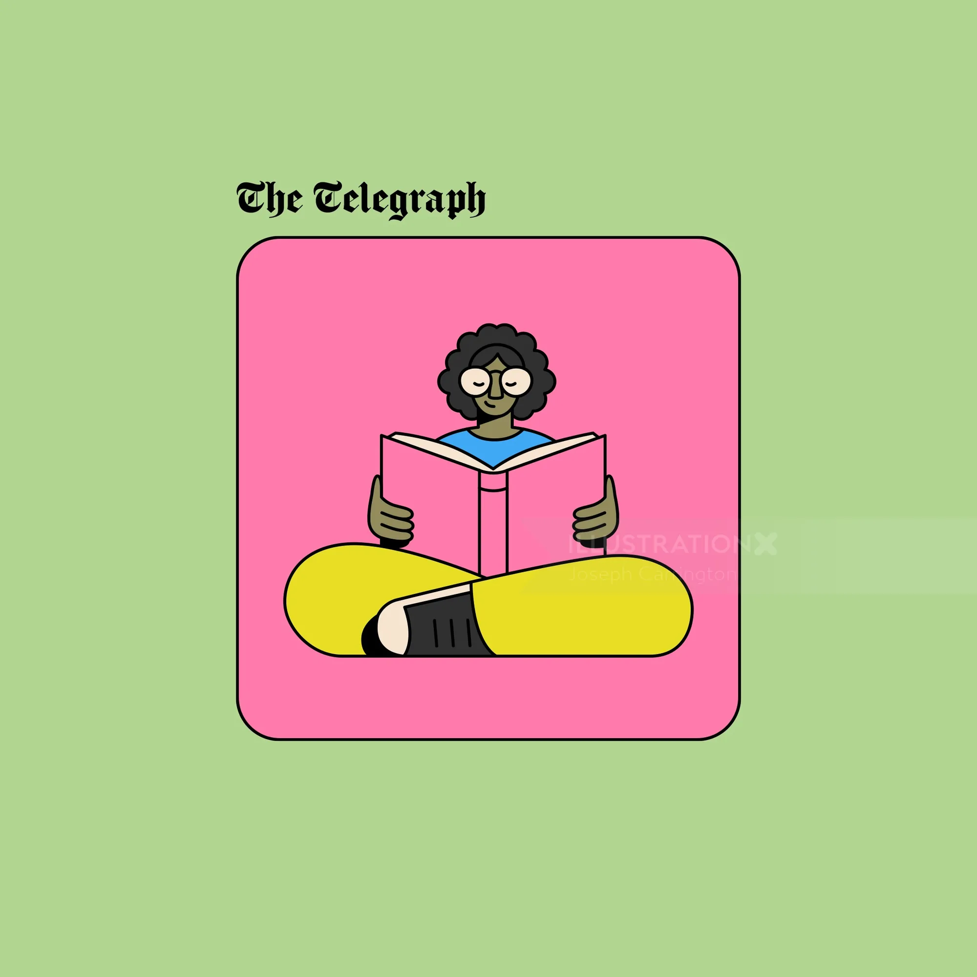 Illustration of person reading a book by Joseph Carrington
