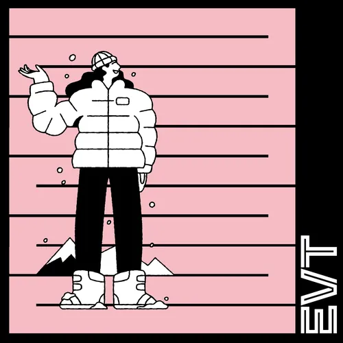 Illustration of person in winter outfit with jacket and hat by Joseph Carrington