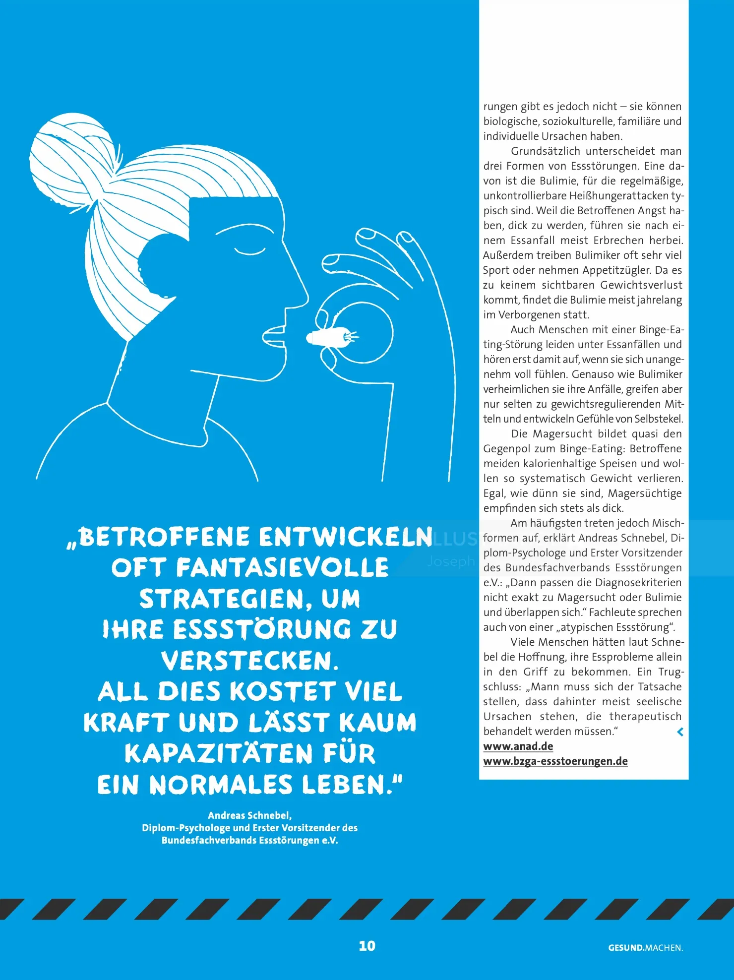 Blue poster with white outline of woman and German mental health text by Joseph Carrington
