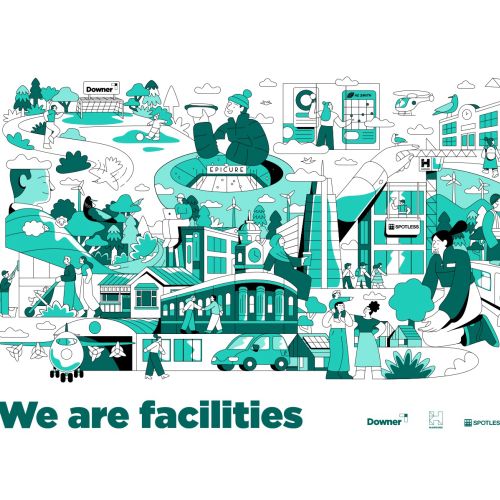 Illustrated overview of facilities and community services by Joseph Carrington