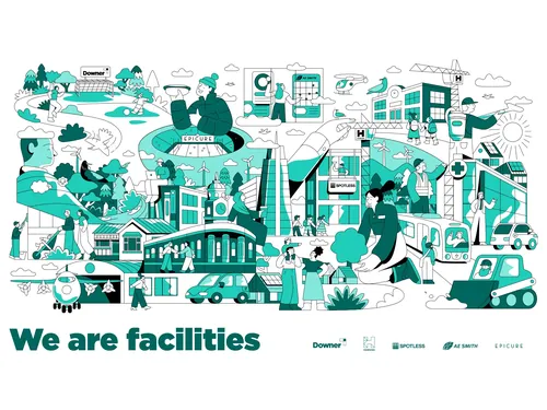 Illustrated overview of facilities and community services by Joseph Carrington