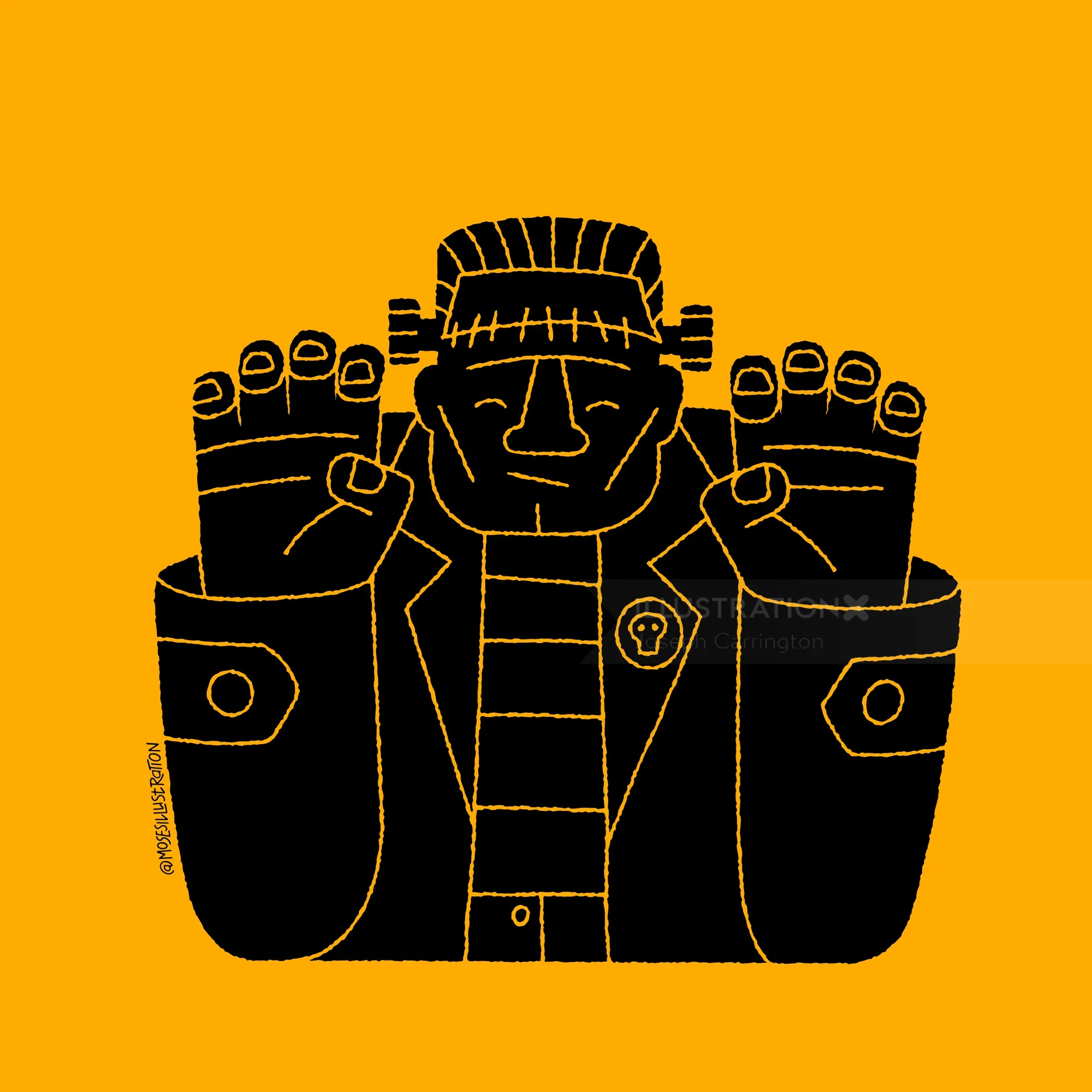 Minimalist Frankenstein monster illustration by Joseph Carrington