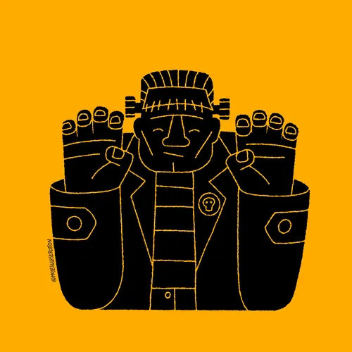 Minimalist Frankenstein monster illustration by Joseph Carrington