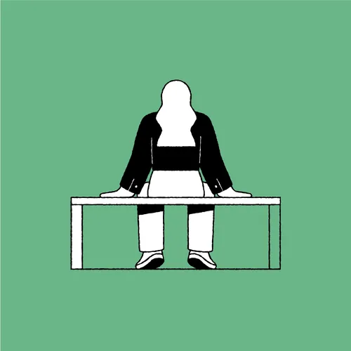 Minimalist faceless figure behind a table by Joseph Carrington