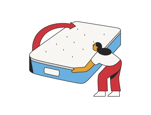 Joseph Carrington illustration of a person lifting and rotating a mattress