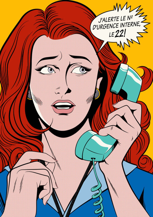 História em quadrinhos de mulher no telefone