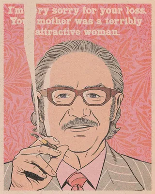Vintage style illustration of a man with glasses smoking a cigarette
