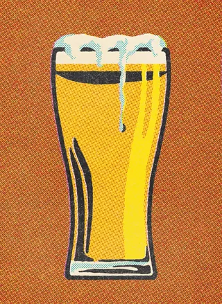 Illustration of a frothy pint glass filled with beer