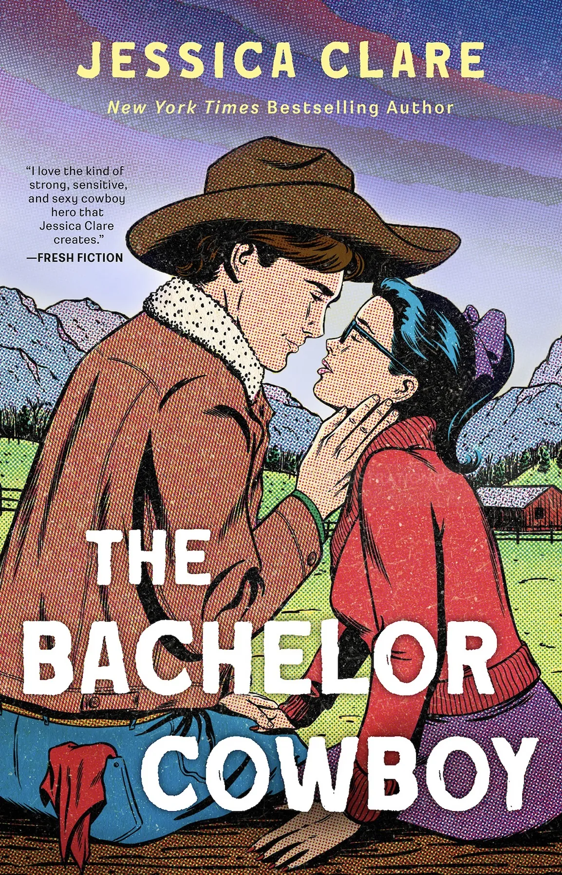 Romantic western book cover with man and woman close, by Joseph McDermott