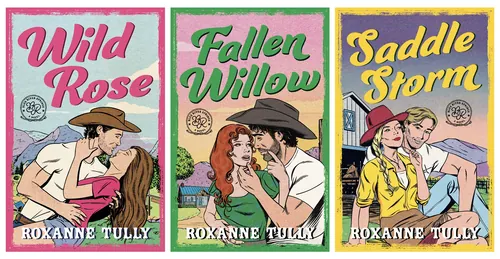 Joseph McDermott illustration of three Roxanne Tully romance book covers
