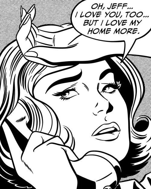 Joseph McDermott illustration of a woman speaking on the telephone