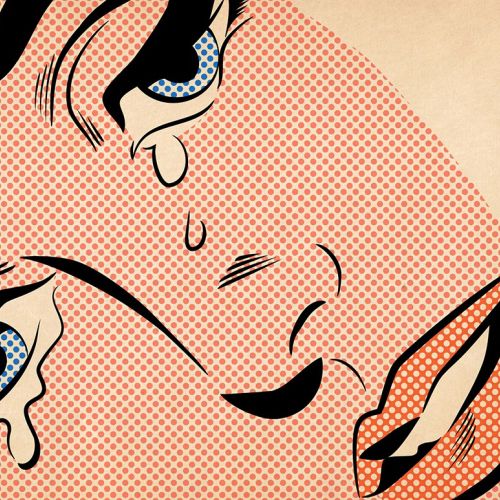 Comic art of woman weeping
