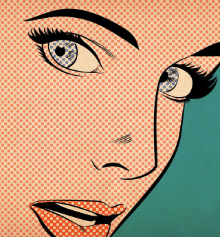 Female close up face in pop style art