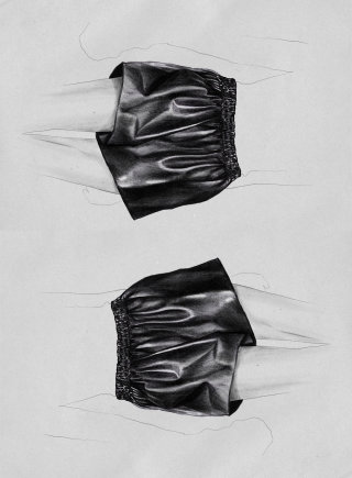 Leather shorts illustration by Judith Van Den Hoek