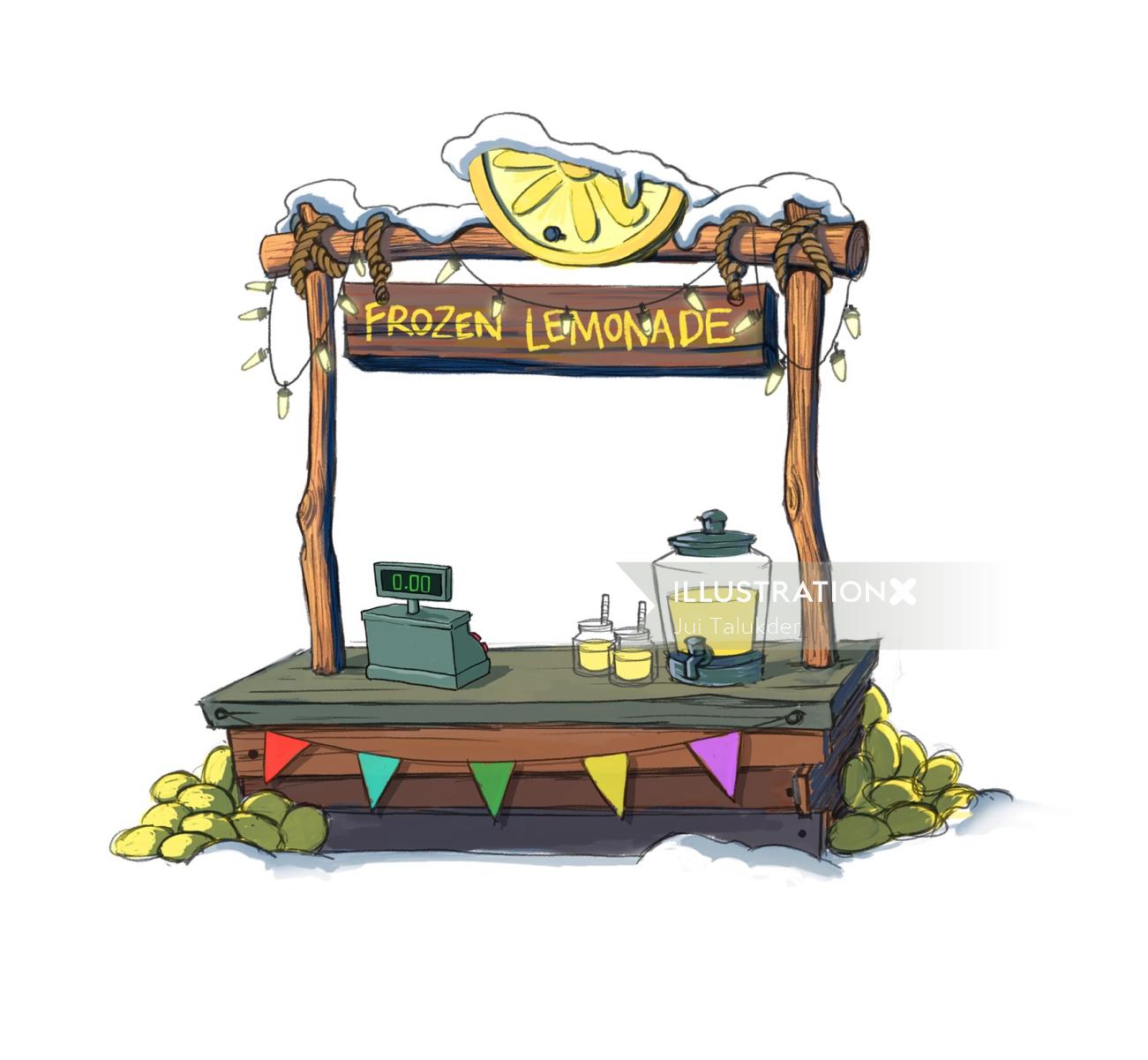 Pintura digital de barraca de limonada congelada