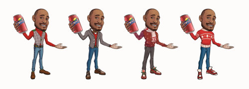 Graphic of man holding a drink can
