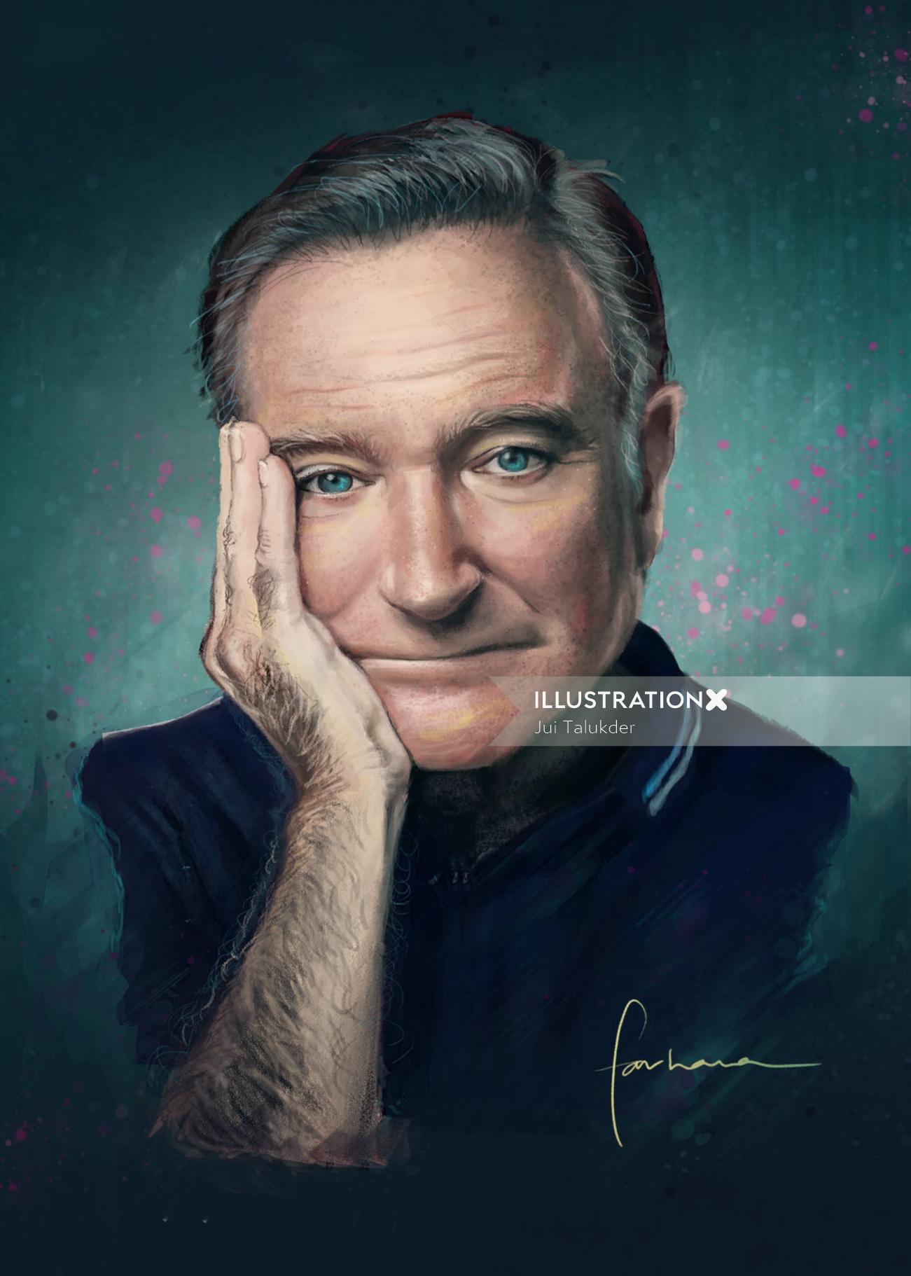 Arte do retrato de Robin Williams