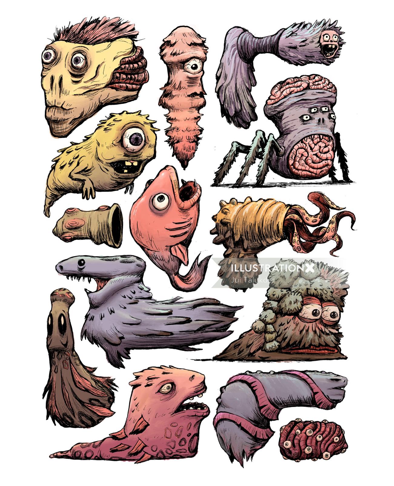Digital character designs Monsters
