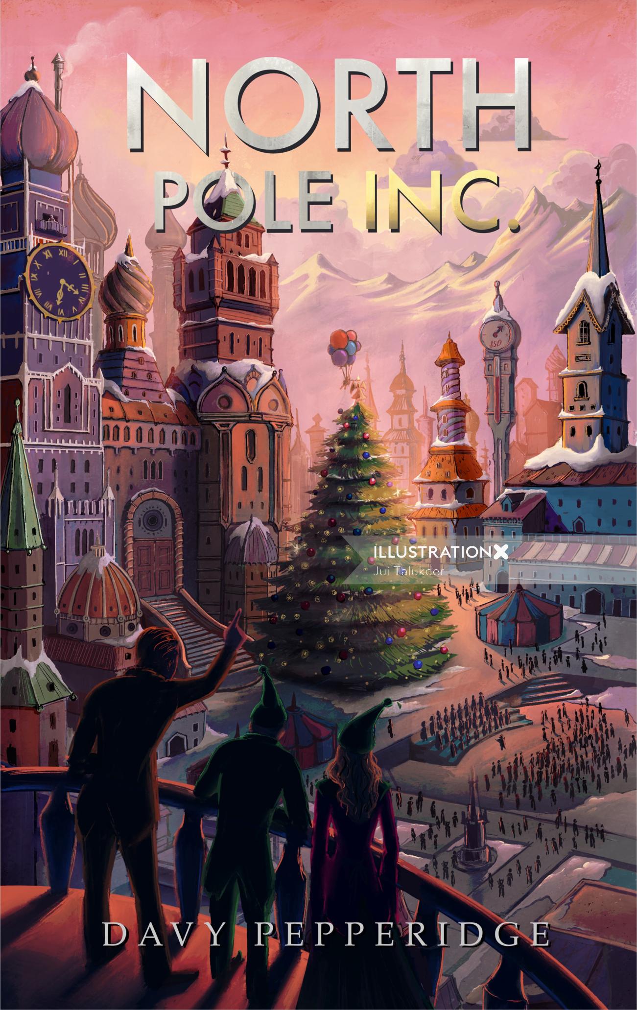 Couverture de livre d&#39;architecture de dessin animé du pôle Nord