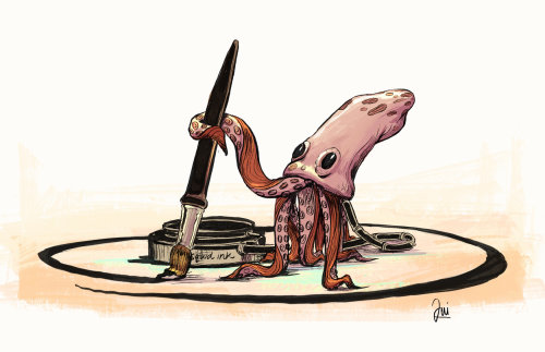 Ilustración de calamar animal por Jui Talukder