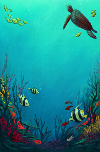 Pintura subaquática do mar