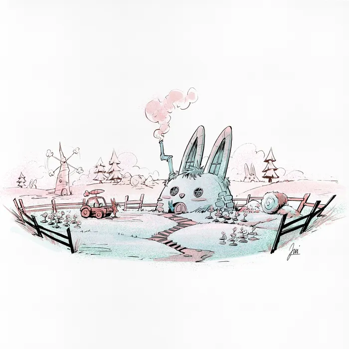 Bunny themed snowy house