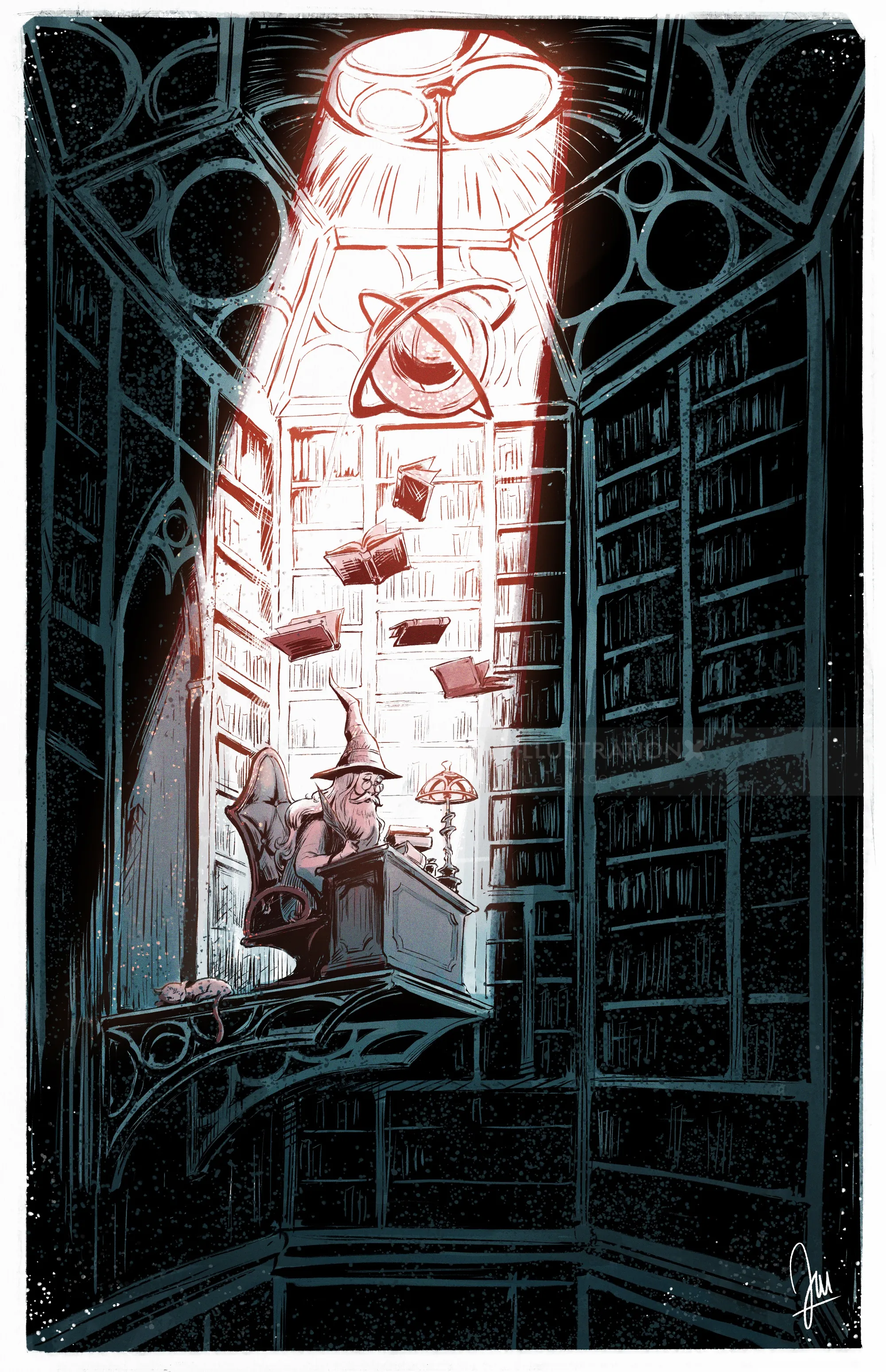 Oeuvre de bande dessinée de la bibliothèque des sorciers !