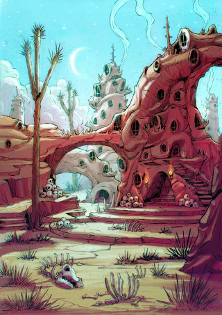 Ilustração da natureza da casa da caverna