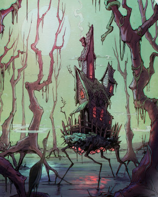 Stinky swamps Halloween digital illustration