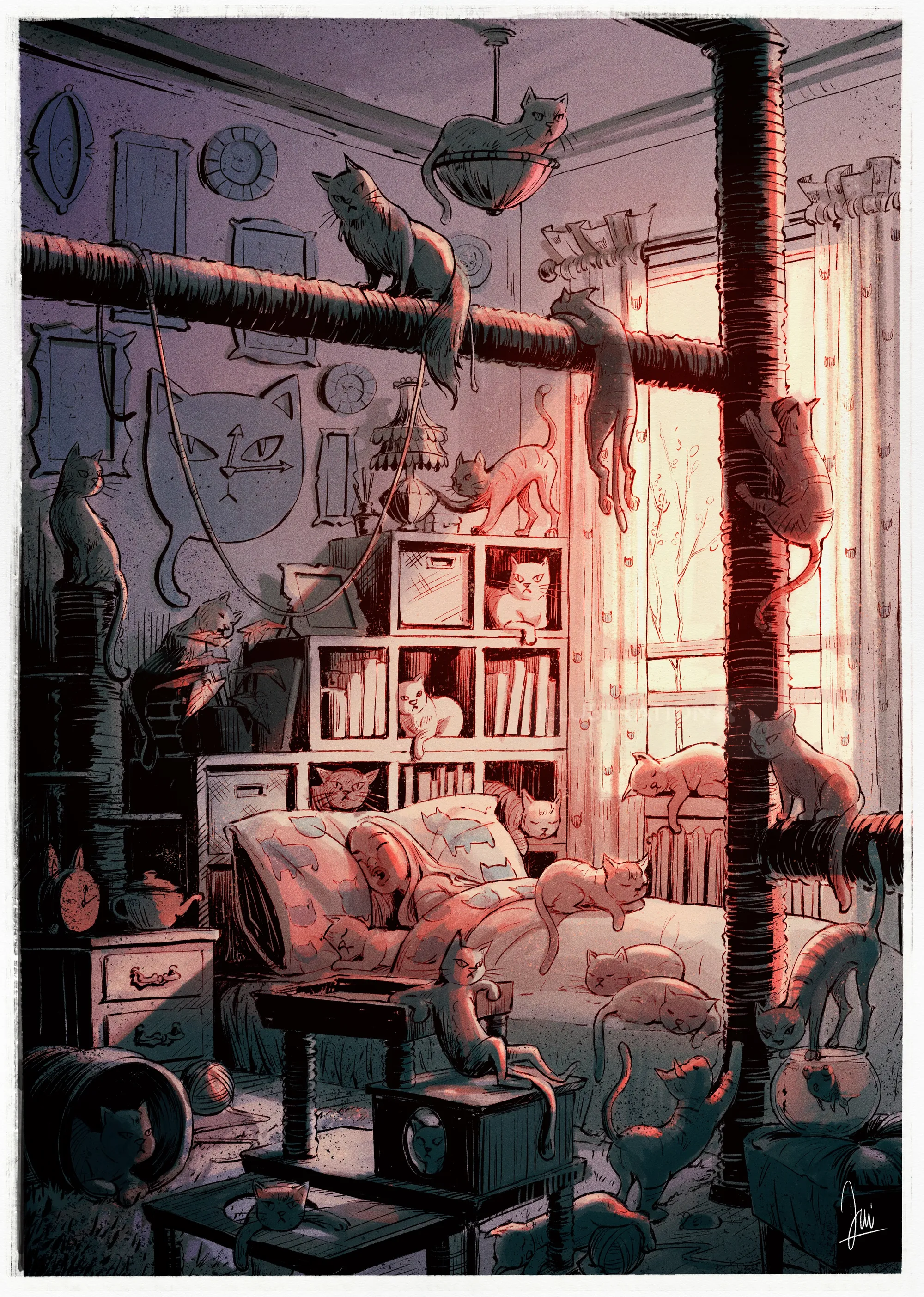 Creative art of crazy cat lady