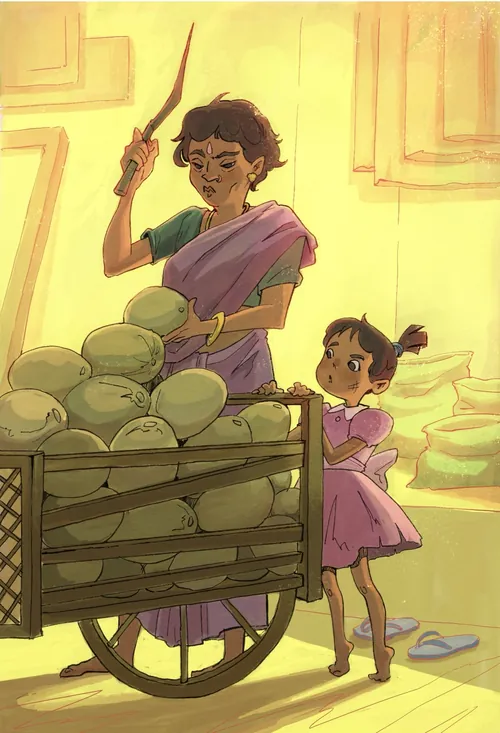 Woman selling mangoes with a child nearby by Jui Talukder