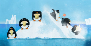 pingüino, invierno, libro ilustrado
