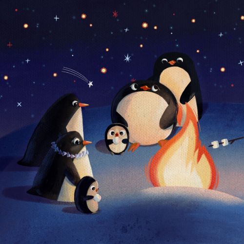 picture book, penguin, Antarctic, bonfire