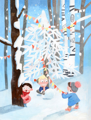 árbol de navidad, invierno, amigos, niños, libro de capítulos, libro de grado medio
