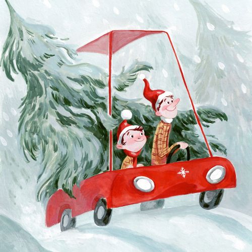 Christmas illustration, Christmas tree, winter illustration