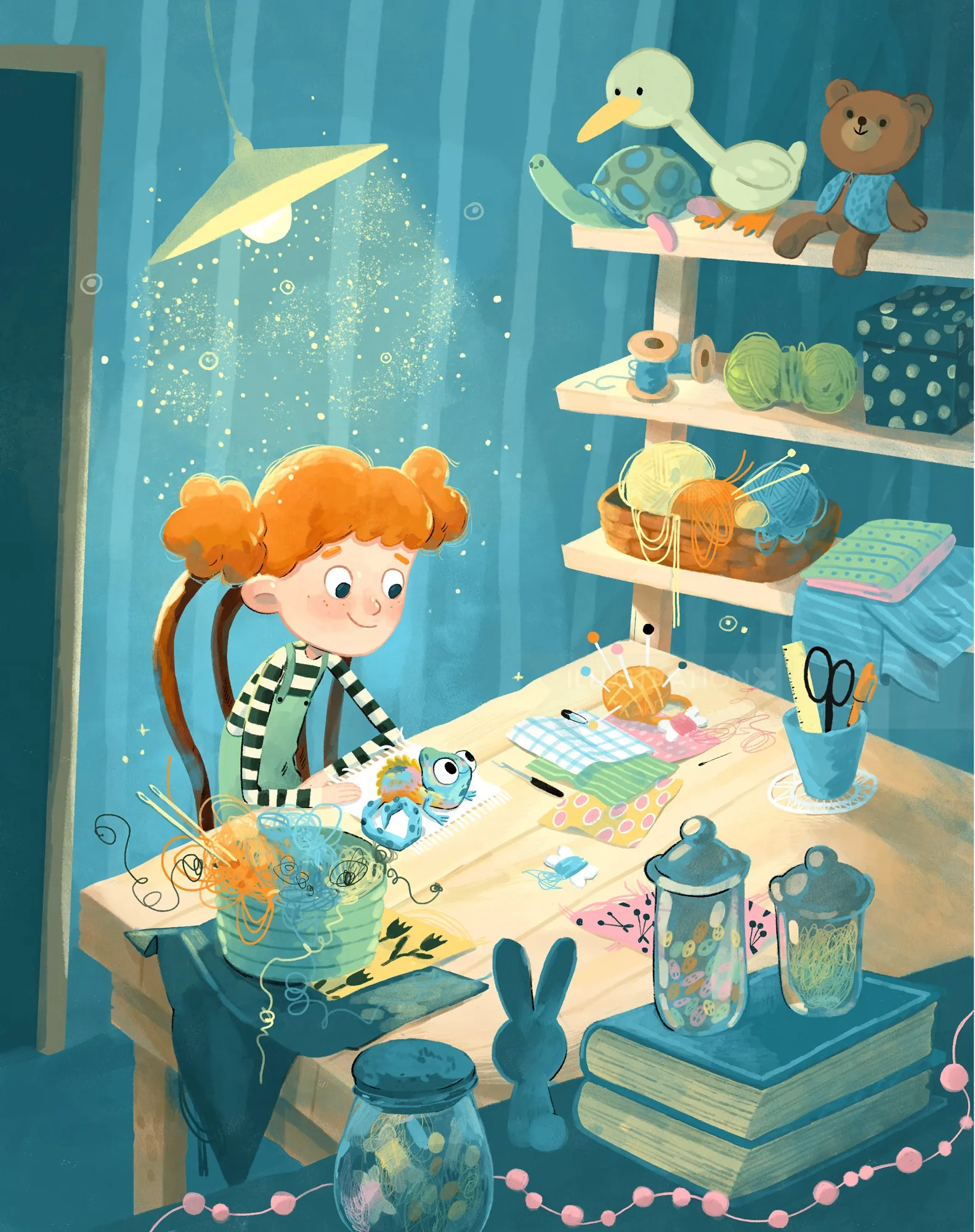 Adorable drawing of kids room