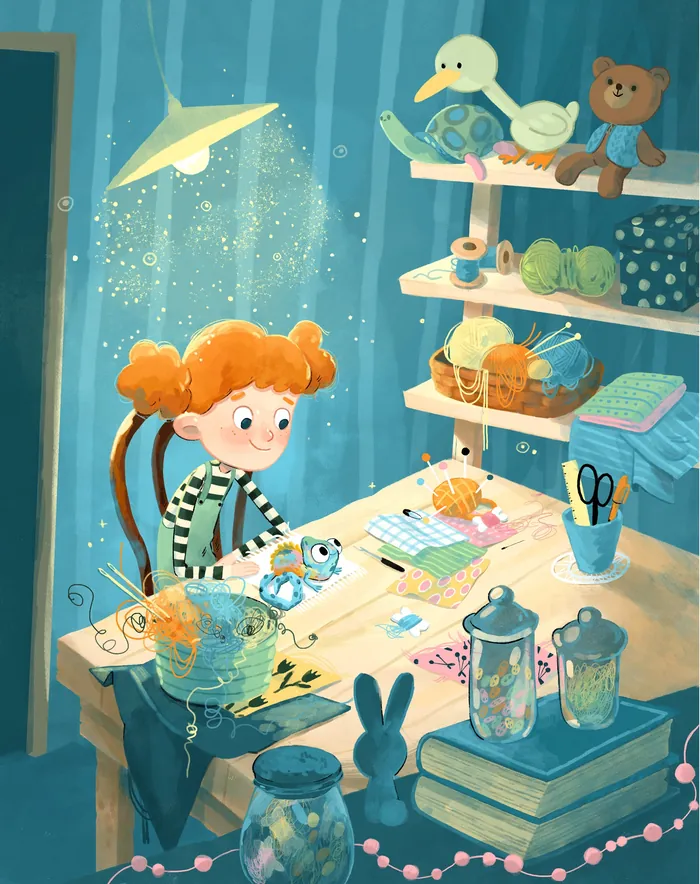 Adorable drawing of kids room