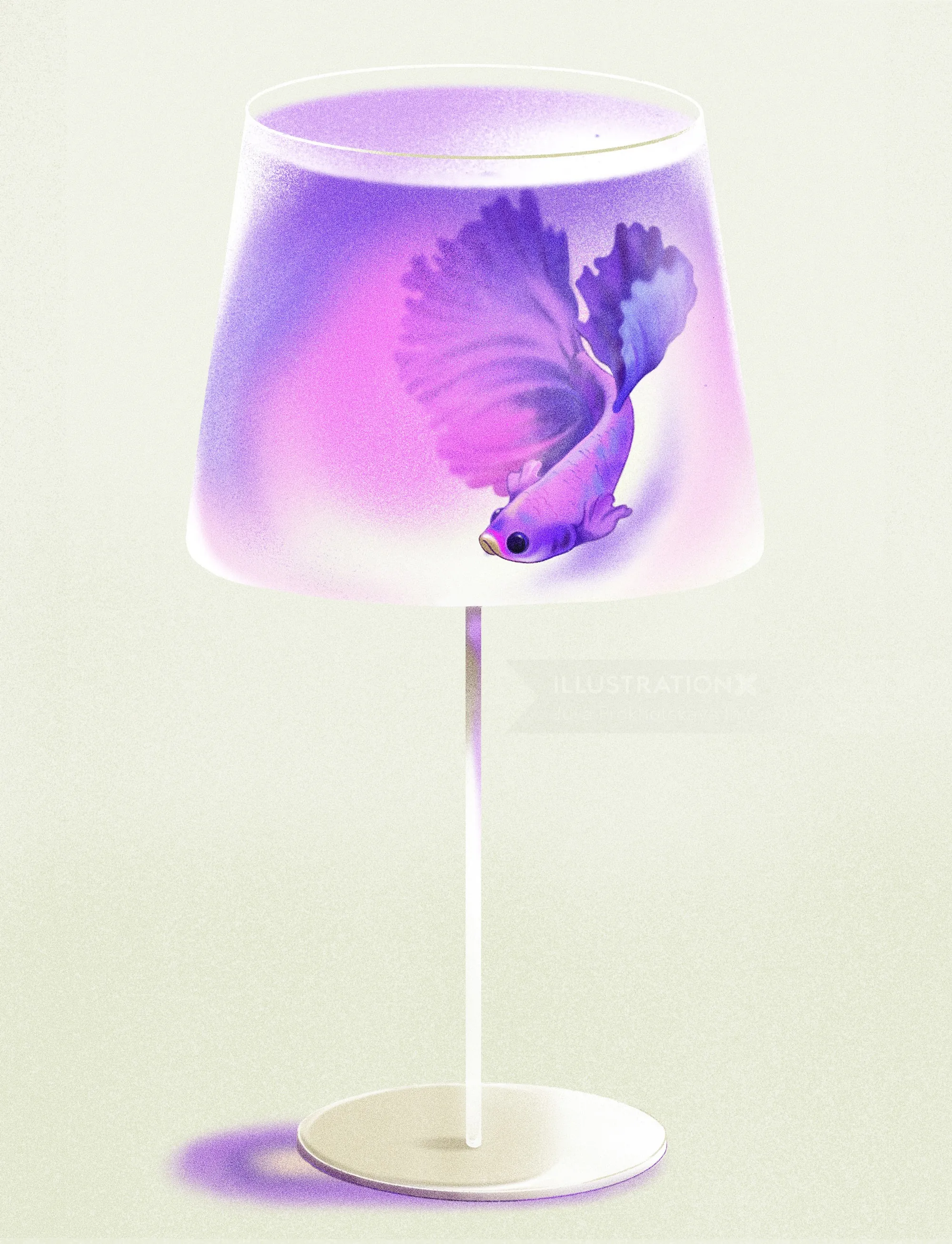 Purple betta fish swimming inside a glass lamp by Julia Prokhotskaya