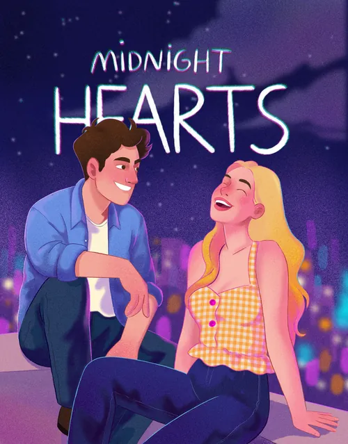 Romantic couple laughing under starry sky by Julia Prokhotskaya