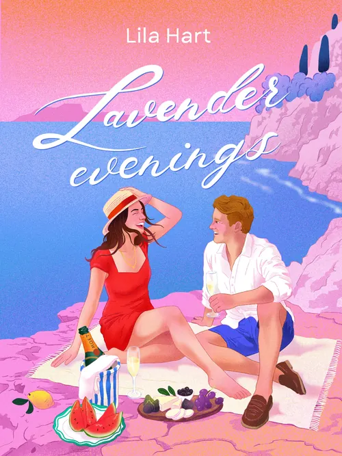 Couple having a picnic near lavender cliffs at sunset by Julia Prokhotskaya In Colour