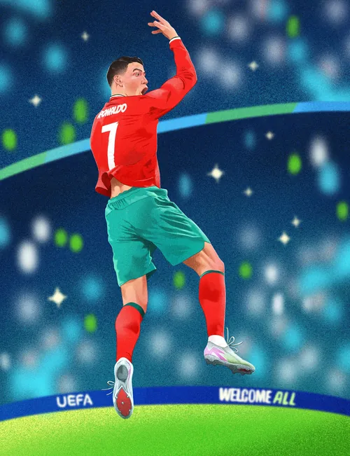 Soccer player jumping to head the ball in stadium by Julia Prokhotskaya