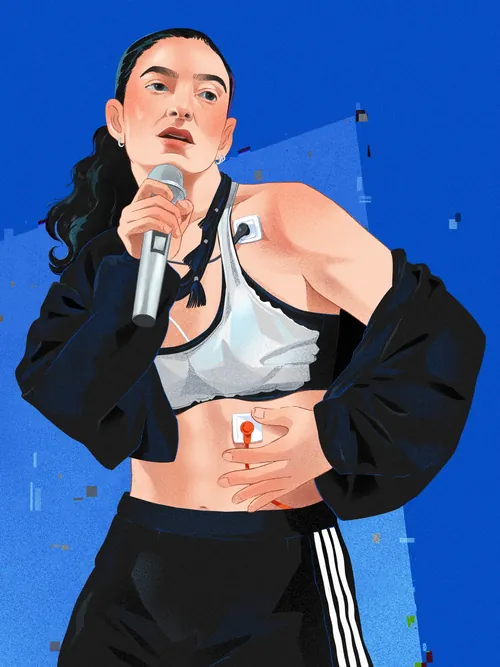Illustration by Julia Prokhotskaya In Colour of singer Lorde performing