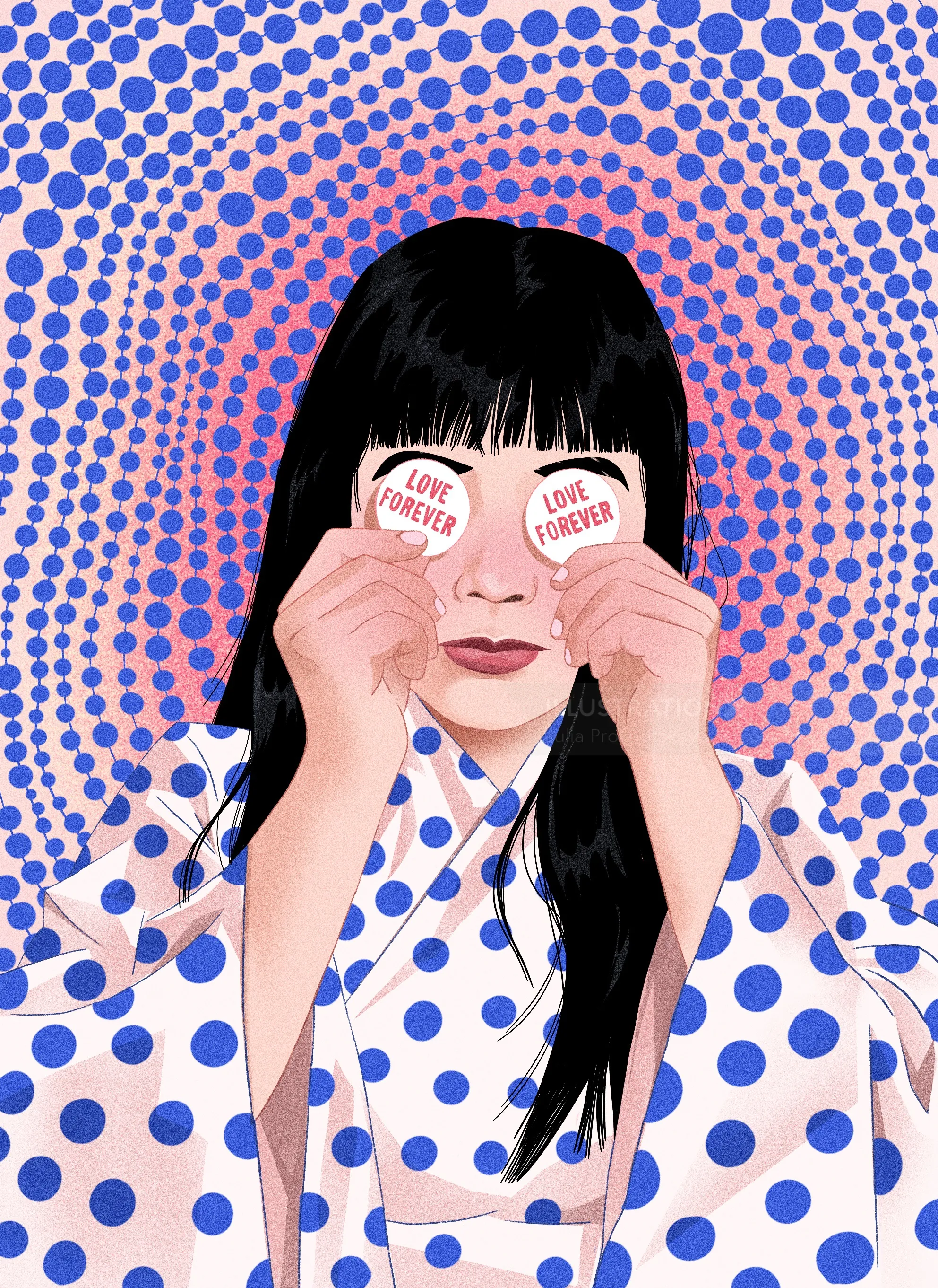 Julia Prokhotskaya In Colour portrait honoring Yayoi Kusama with polka dots