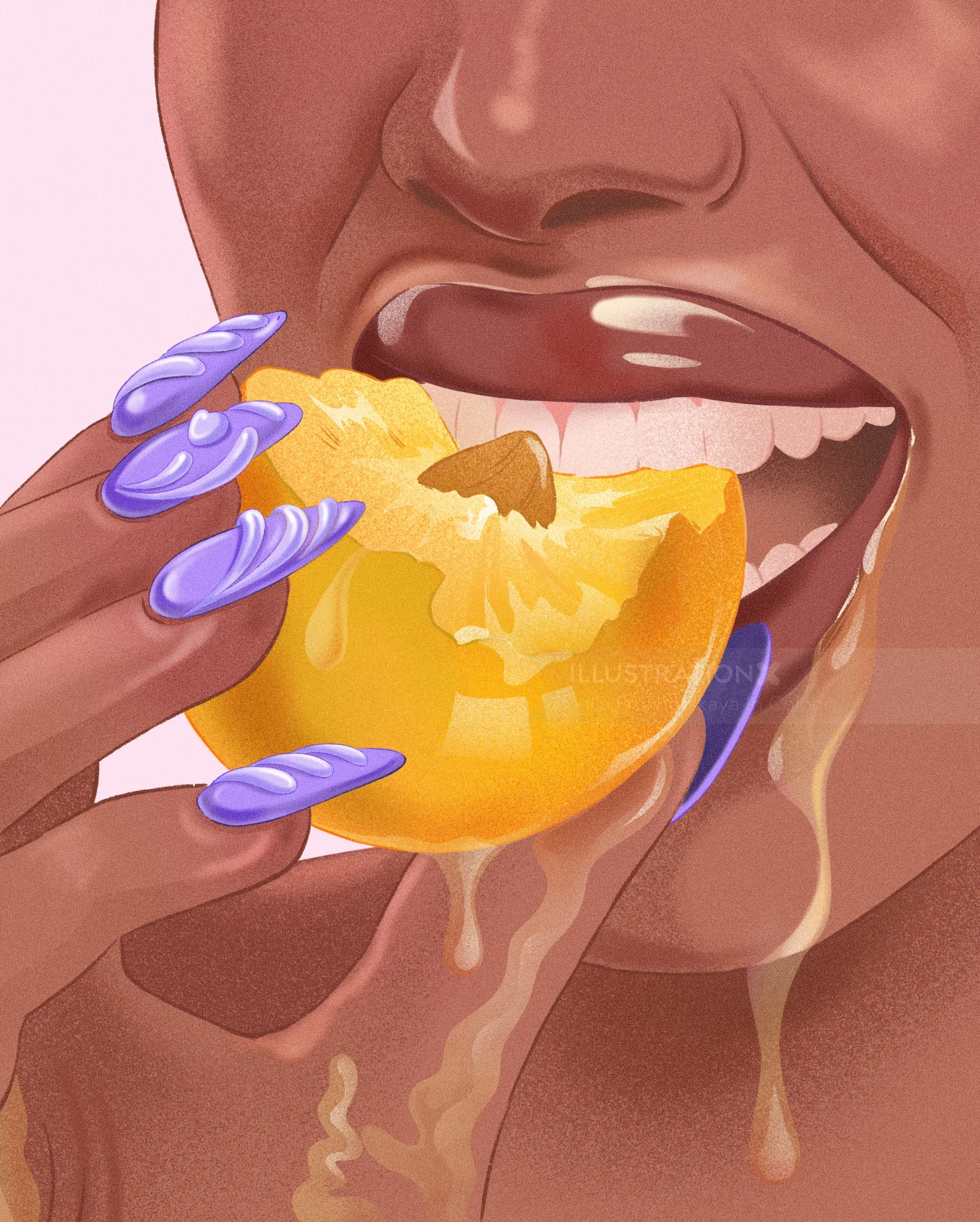 Julia Prokhotskaya In Colour illustration of a person eating an orange slice