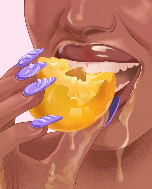 Julia Prokhotskaya In Colour illustration of a person eating an orange slice
