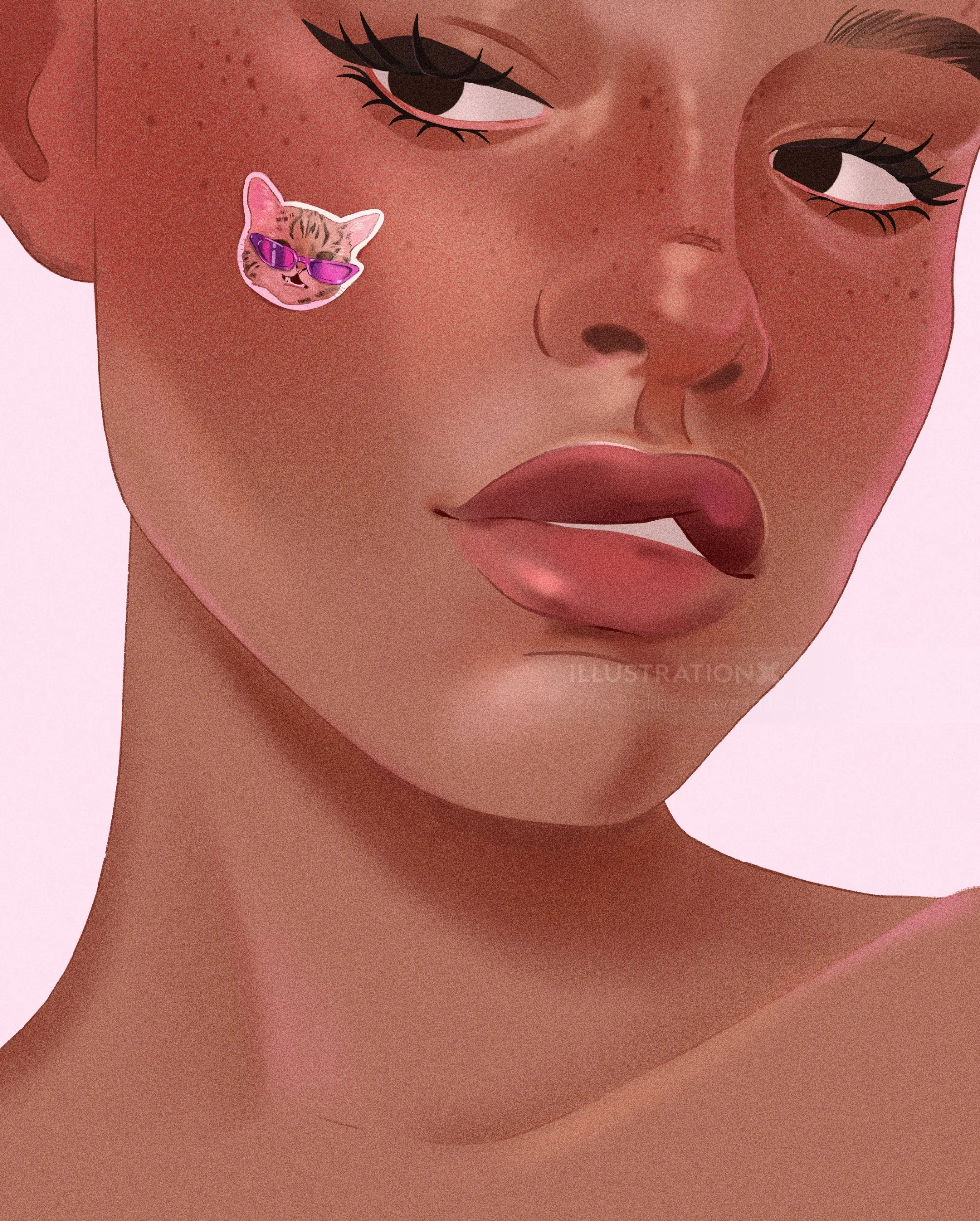 Julia Prokhotskaya In Colour illustration of a woman with a butterfly on her cheek