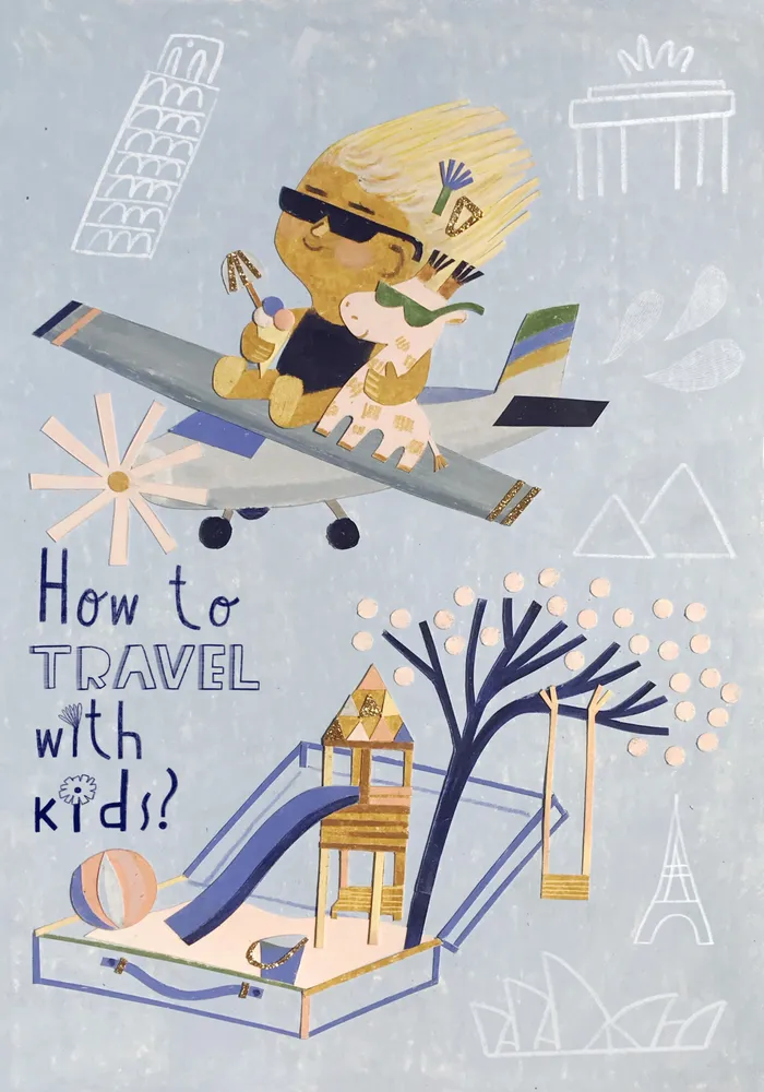 "How to Travel with Kids" book cover & lettering illustration
