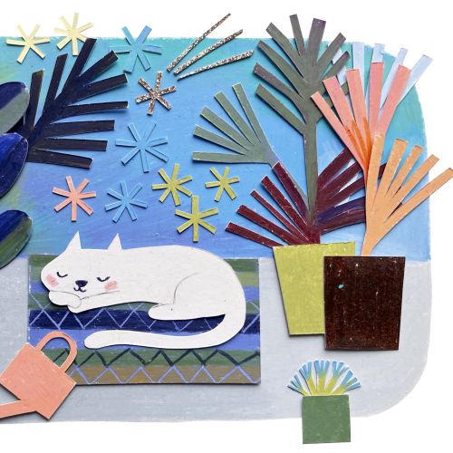 Sleeping cat paper artwork