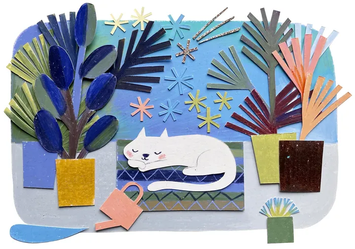 Sleeping cat paper artwork