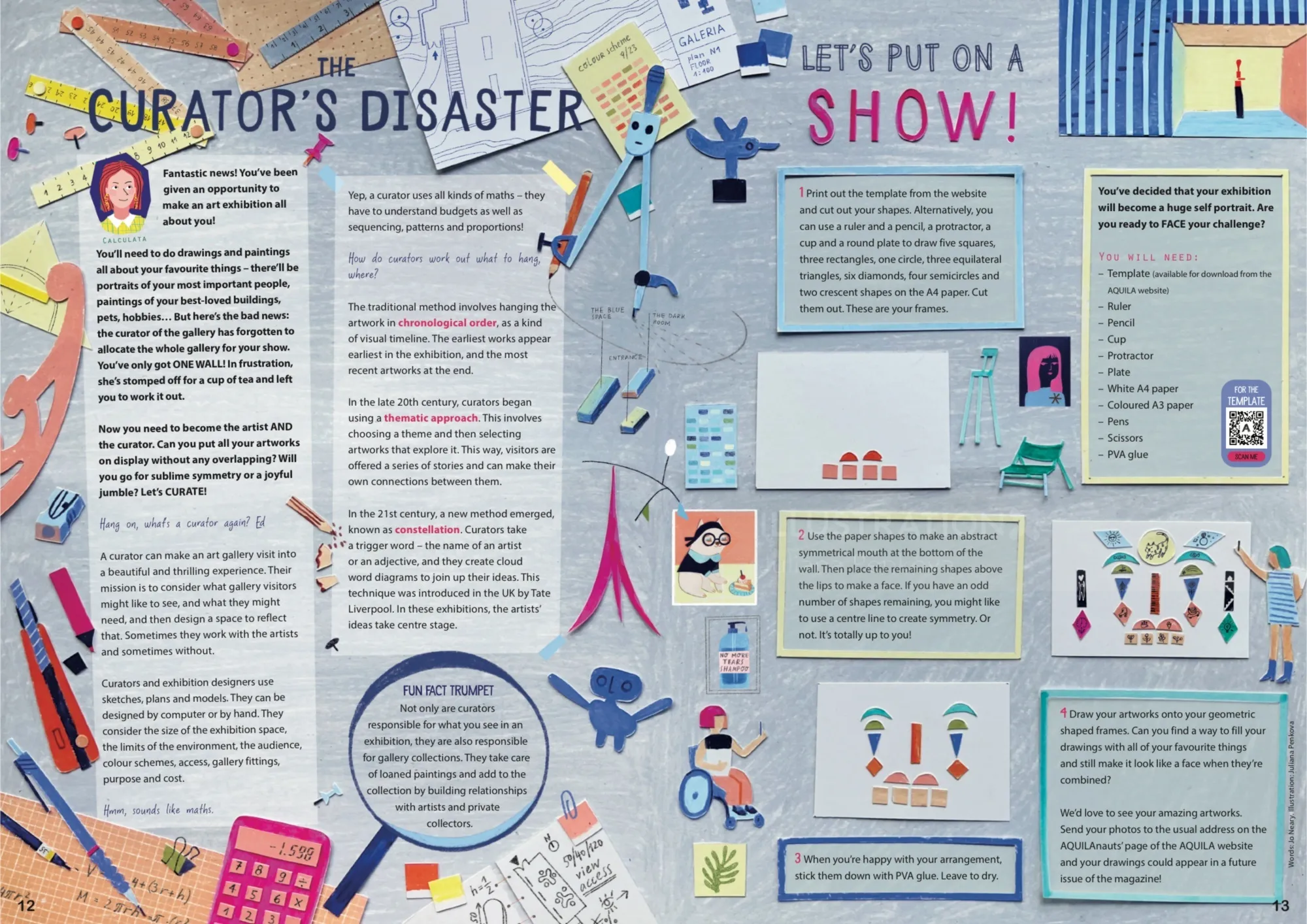 “The Curator’s Disaster” and “Let’s Put on a Show” editorial paper sculpture